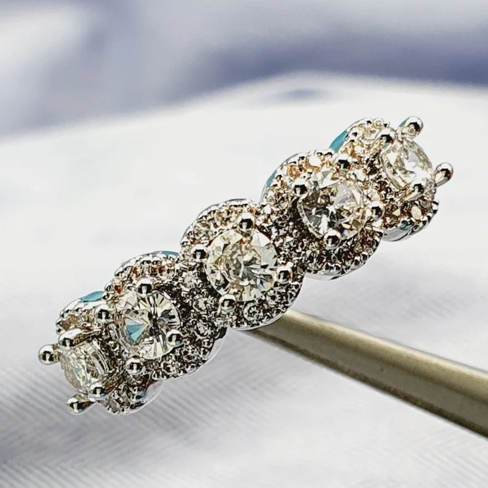 💝 Super Dainty Flower CZ Garland Silver Ring for Women, VIP491